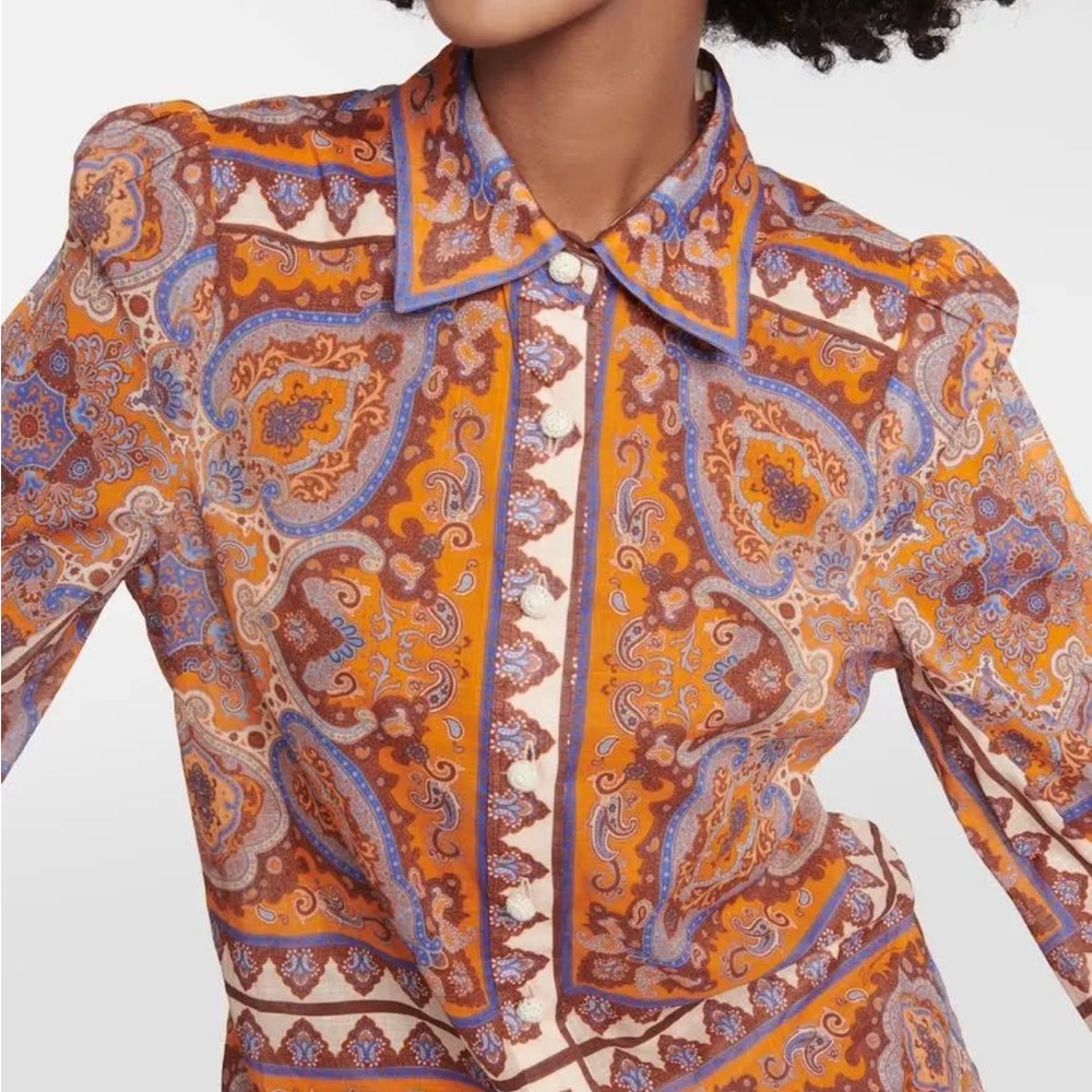 🆕 Zimmermann Halcyon paisley printed cotton shirt NWT